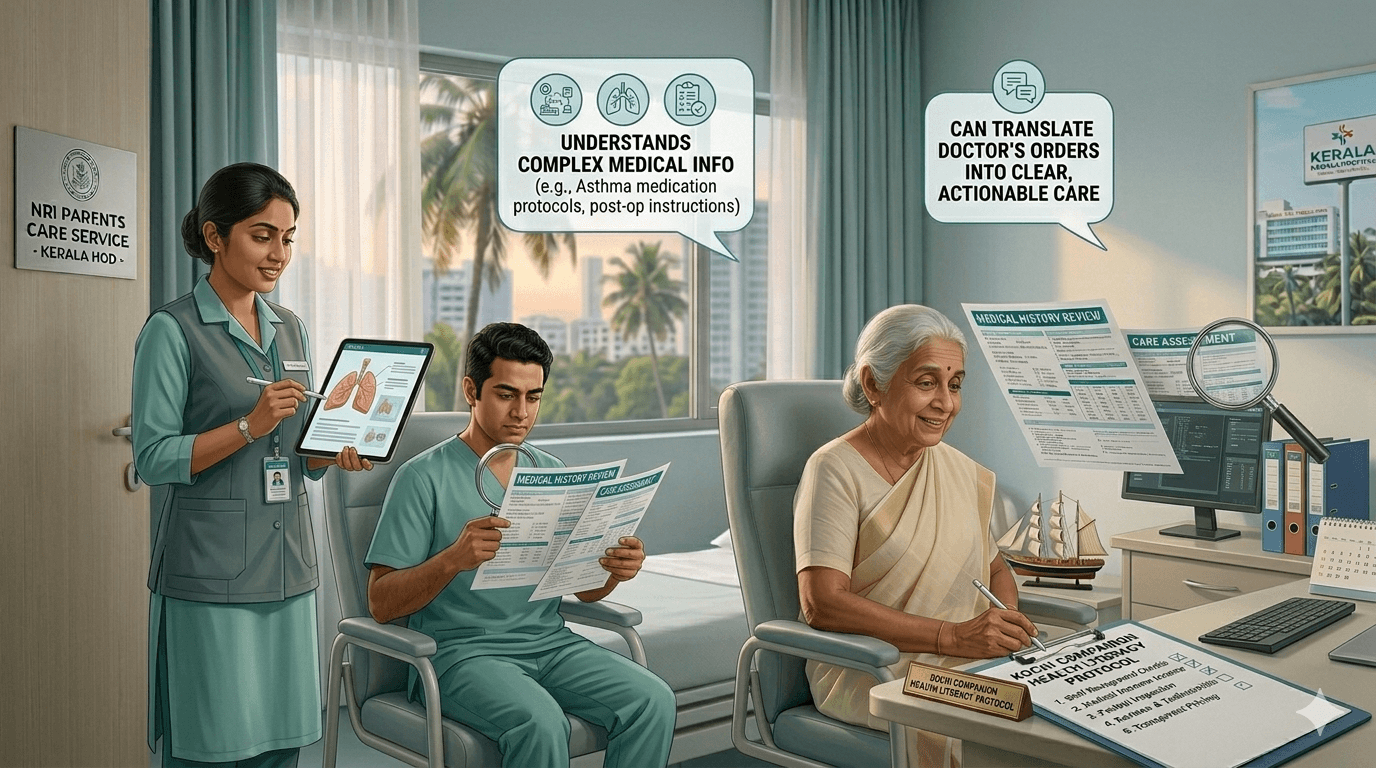 Family reviewing checklist before booking hospital support in Kochi