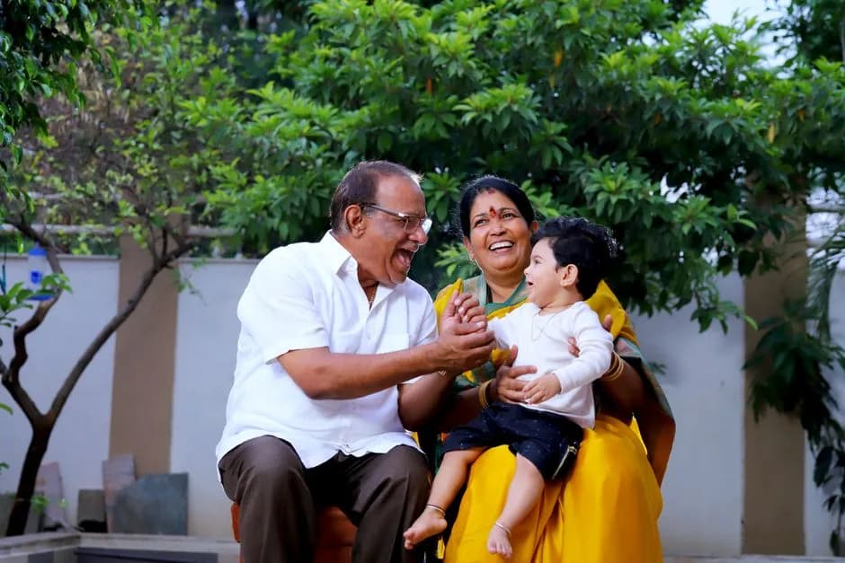 Multigenerational Indian family together at home