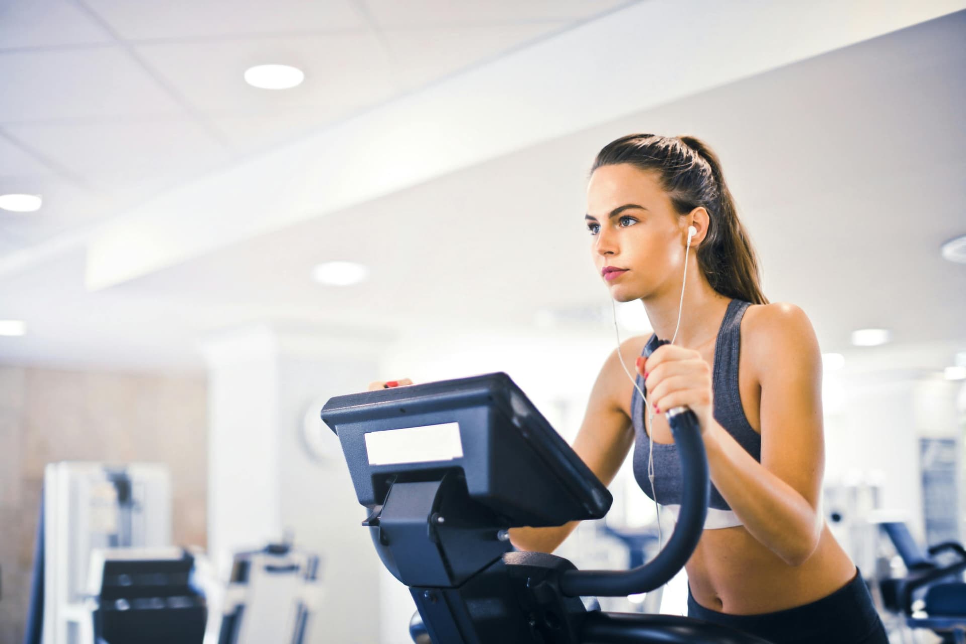 Elderly person doing gentle physical activity and exercise safely
