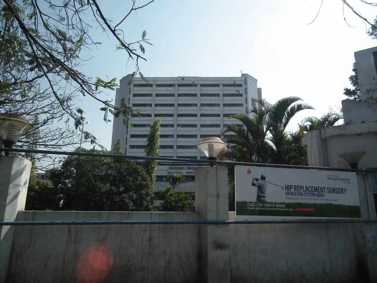 Manipal Hospitals building exterior with signage